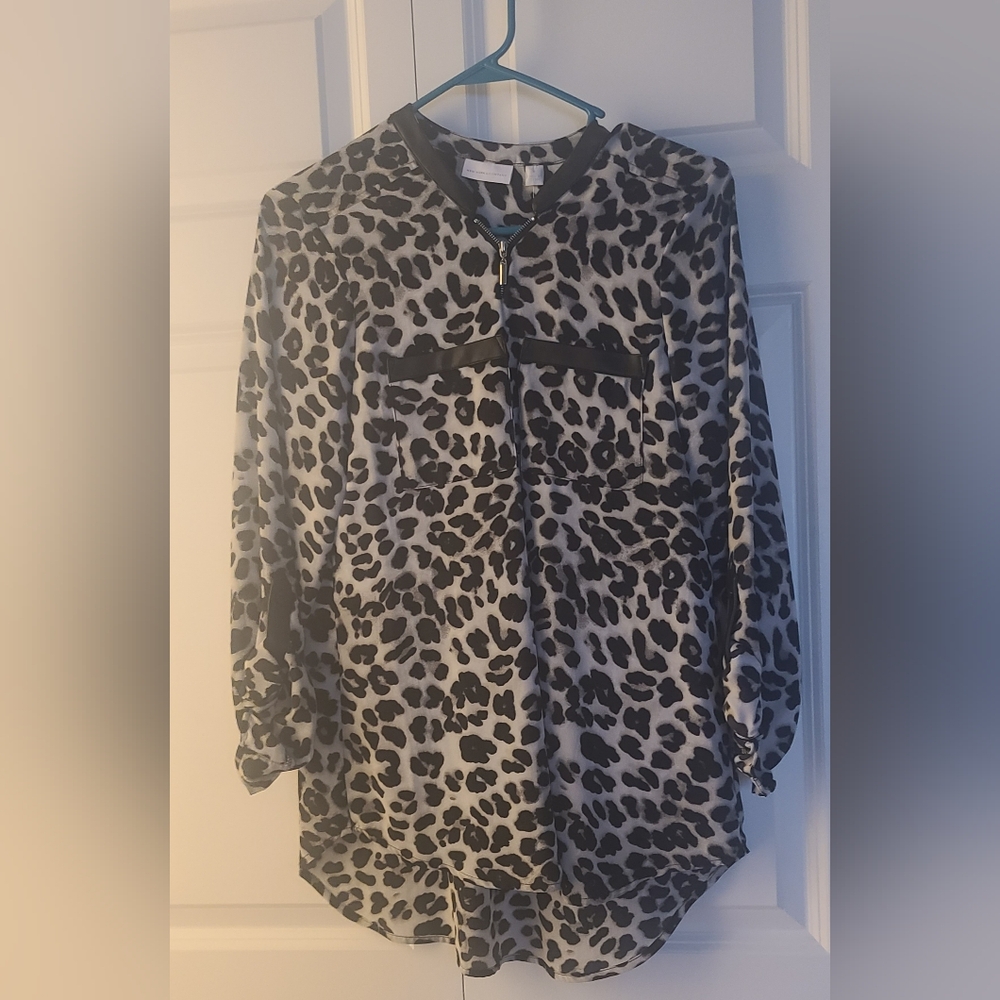 New York & Company Size M N/ W Tags  Animal Print Blouse with Black Details